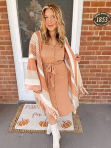 Fall Awaits Midi Dress - Camel