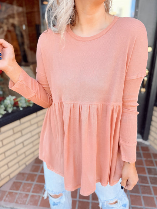 Preppy Girl Peplum | Dusty Coral