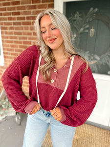 Waiting on You Waffle Pullover | Berry