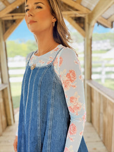 Izzie Floral Mesh Top | Blue