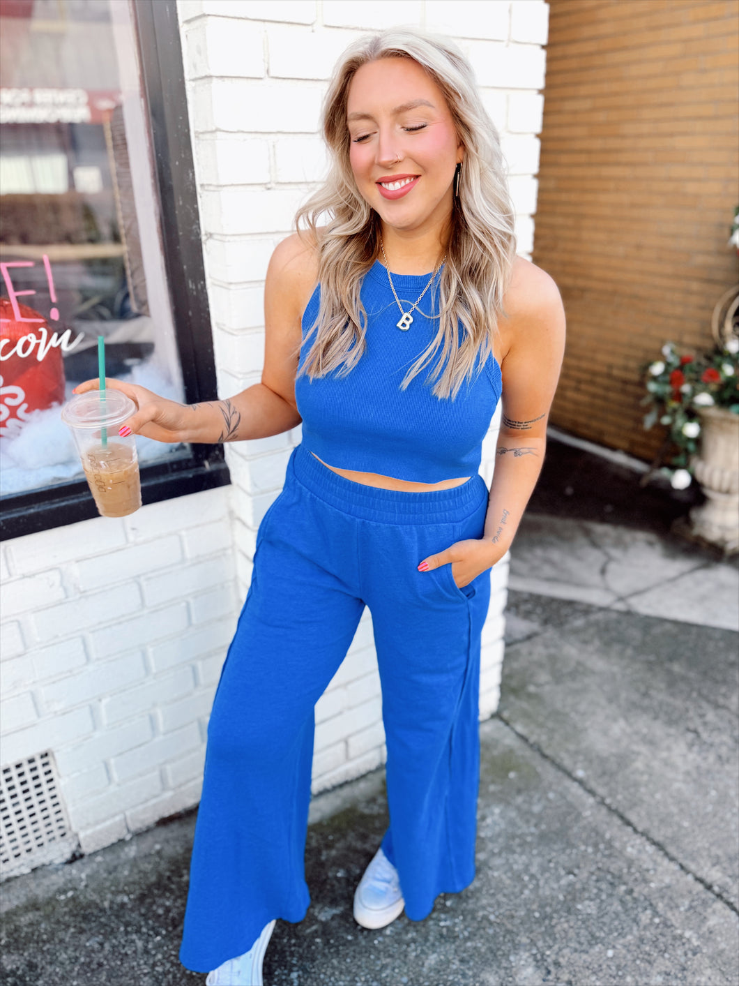 Spring Date Pants Set | Cobalt