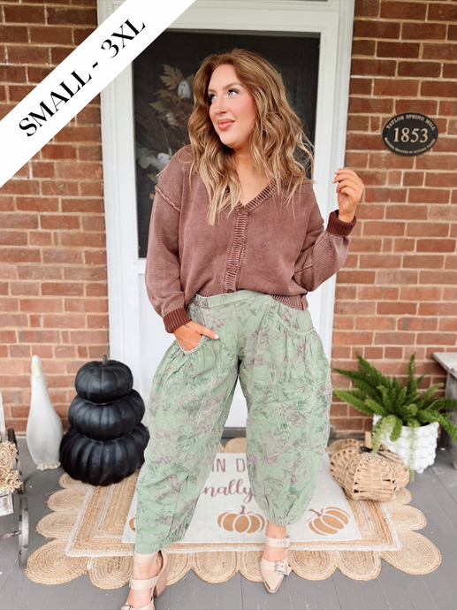 Fall Floral Barrel Jeans