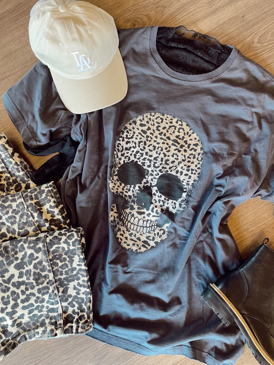 Little Edgy Leopard Skull Graphic Tee