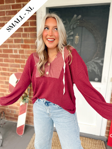Waiting on You Waffle Pullover | Berry
