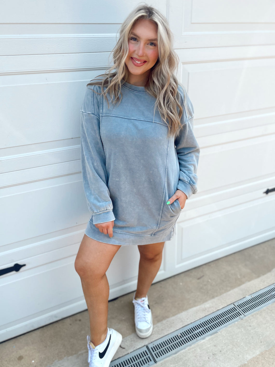 Em’s Fave Sweatshirt Dress in Denim