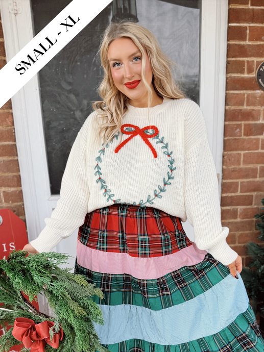 Merry Wreath Christmas Sweater | Ivory