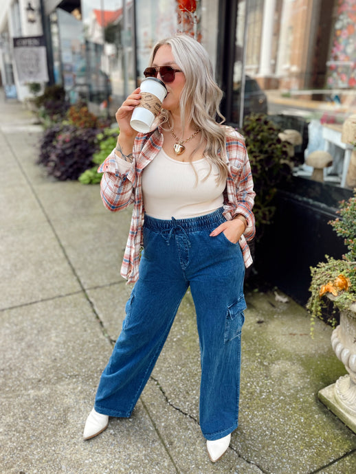 Sheena’s Cargo Faux Denim Pants