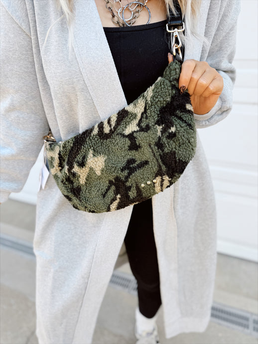 Camo Sherpa Crossbody