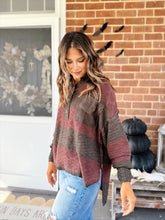 Load image into Gallery viewer, Dark Chocolate Striped Sweater