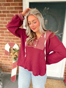 Waiting on You Waffle Pullover | Berry