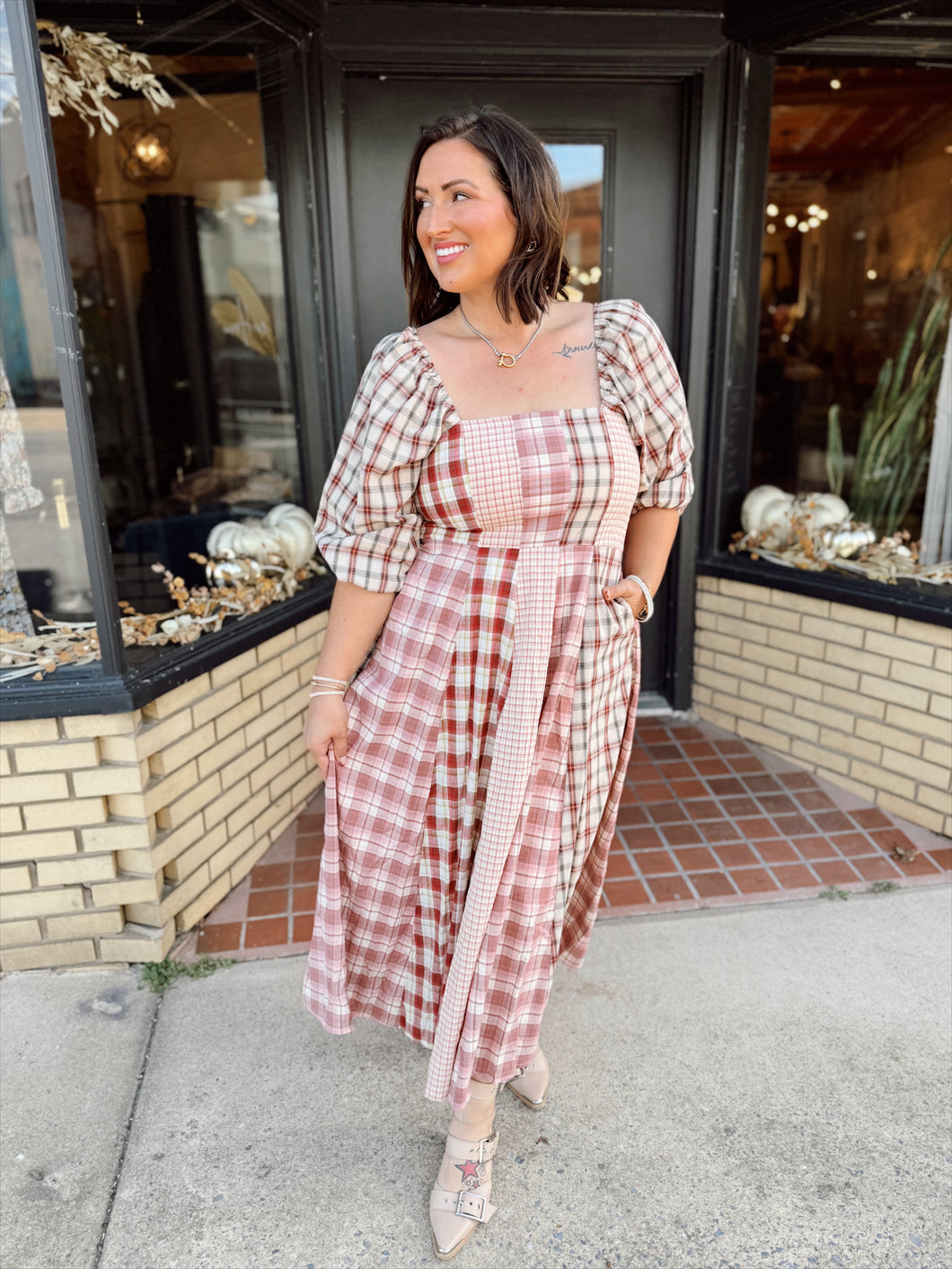 Jamie Plaid Dress | Burgundy Henhouse Shoppe Jamie Plaid Dress | Burgundy Henhouse Shoppe