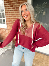 Load image into Gallery viewer, Waiting on You Waffle Pullover | Berry