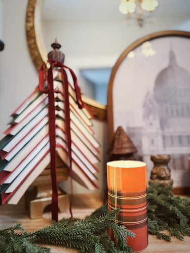 Red Tartan 3D Flame Candle 6”