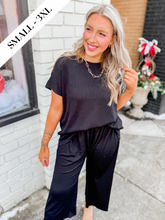 Load image into Gallery viewer, Penelope Ribbed Set | Dolman Sleeve | Black