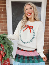 Load image into Gallery viewer, Merry Wreath Christmas Sweater | Ivory