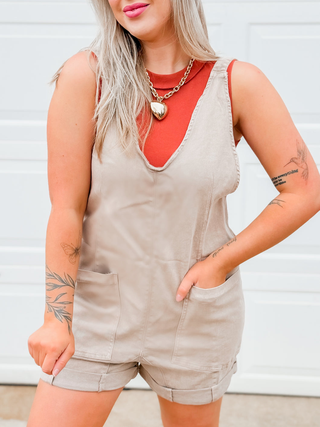 Feeling Free Short Overalls | Mocha