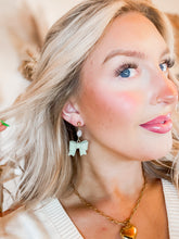 Load image into Gallery viewer, Miss Dainty Pearl + Bow Clay Earring - Sage