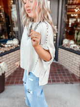 Load image into Gallery viewer, Miranda Suede Studded Dolman | Stone