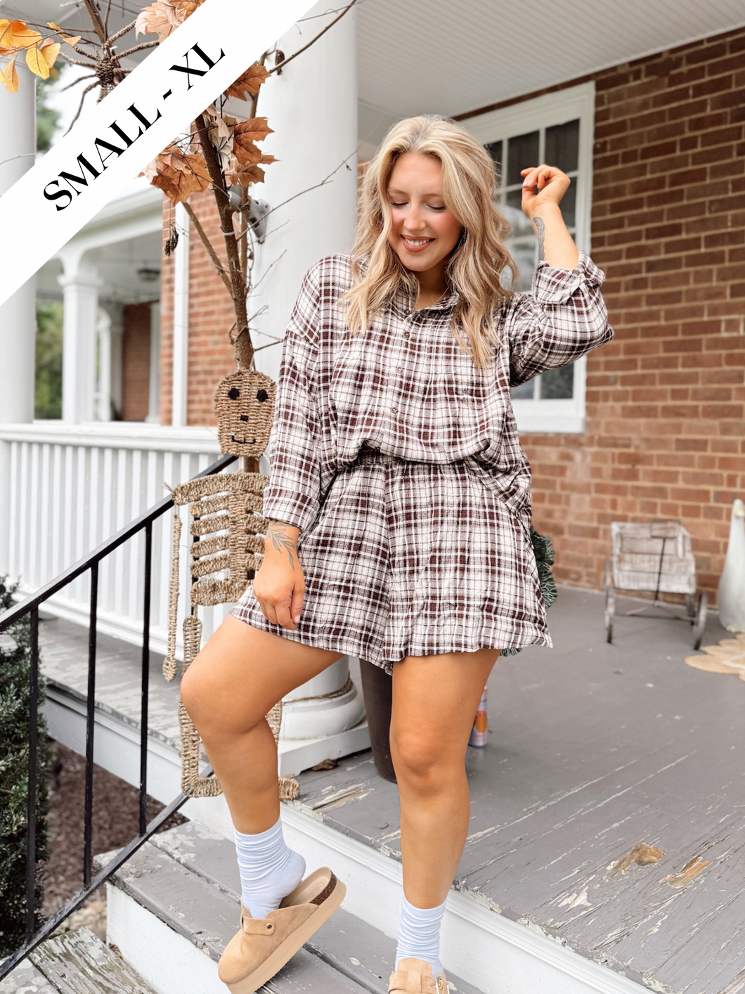 Dragonfly Girls Gingham Set | Brown