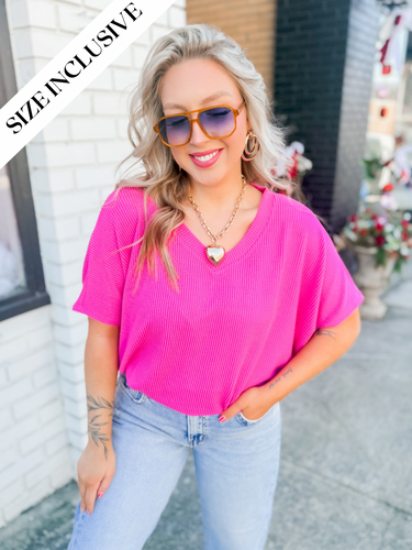 Ashley Basic Top | Hot Pink