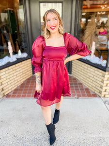 Martha May Mini Dress - Burgundy