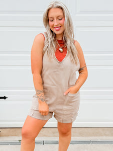 Feeling Free Short Overalls | Mocha