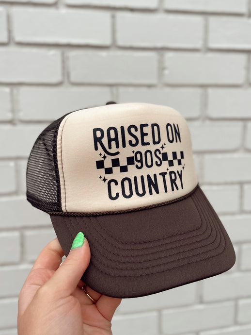 Raised on 90s Country Trucker Hat - Brown