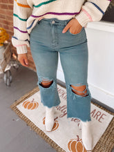 Load image into Gallery viewer, Teal Vintage Crop Flare Jeans