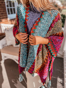 Colorful Crochet Shawl - Magenta