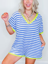 Load image into Gallery viewer, Kayla Striped Romper | Blue