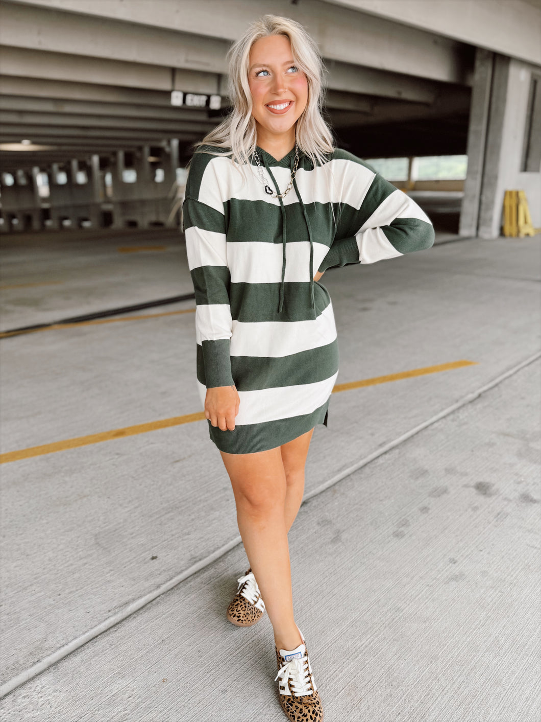 Snug & Striped Sweater Dress | Green