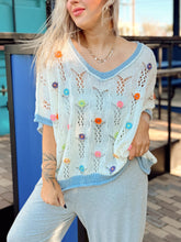 Load image into Gallery viewer, Closer Than You Know Flower Sweater | Blue