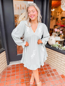 Already Gone Embroiderrd Tunic Dress | Sage