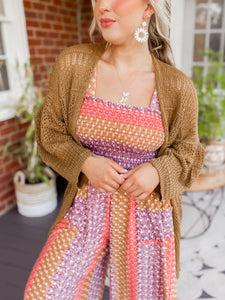 Full of Grace Knit Netted Cardigan - Bronze