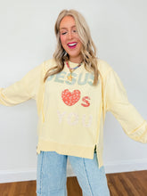Load image into Gallery viewer, Jesus Loves You Patchwork Sweatshirt | Yellow