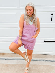 Feeling Free Short Overalls | Violet