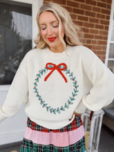 Load image into Gallery viewer, Merry Wreath Christmas Sweater | Ivory