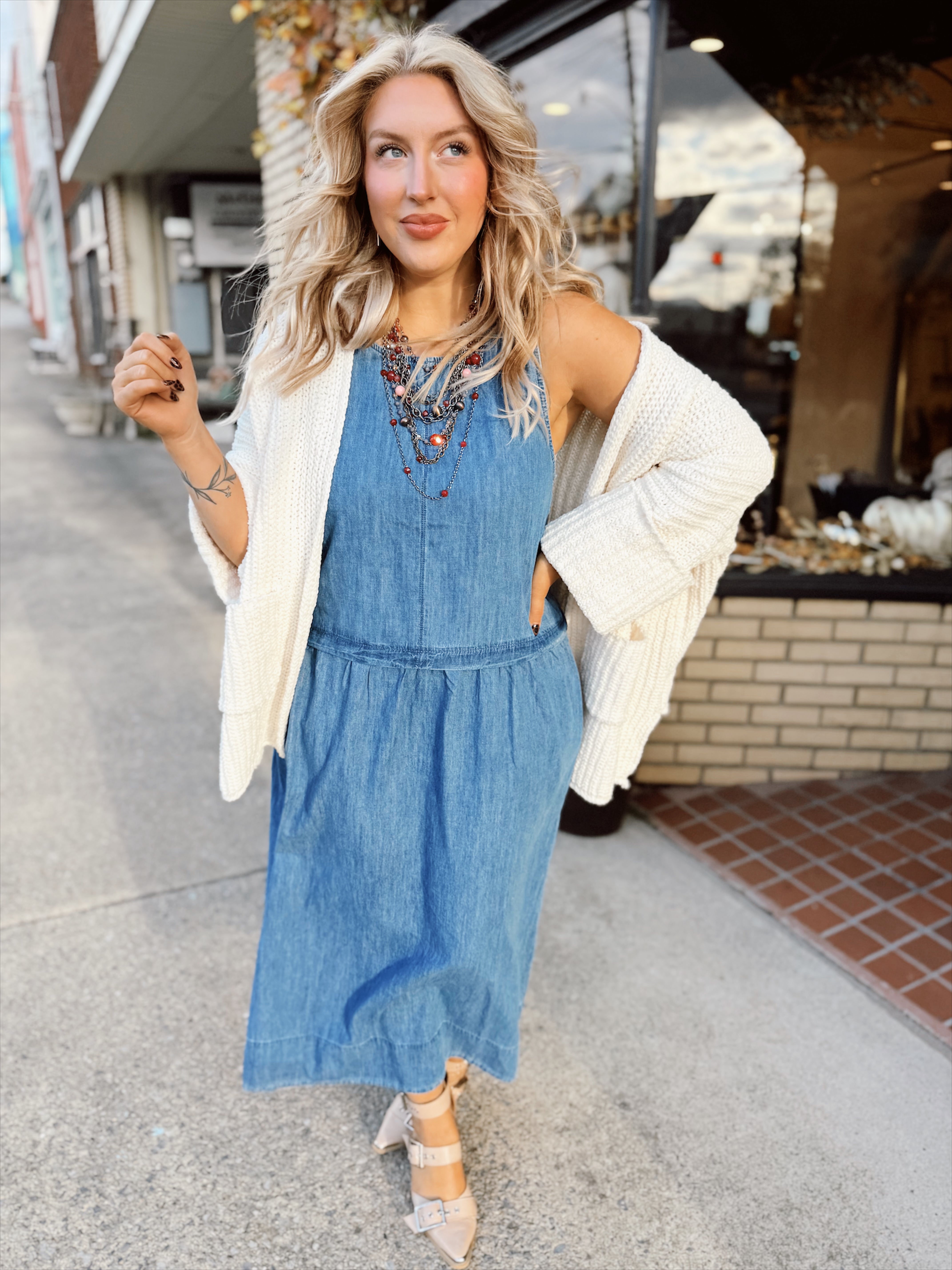 On Repeat Denim Jumper Dress