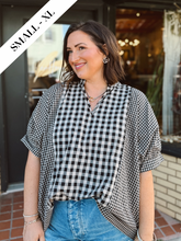 Load image into Gallery viewer, Girls Day Out Gingham Dolman Top | Black