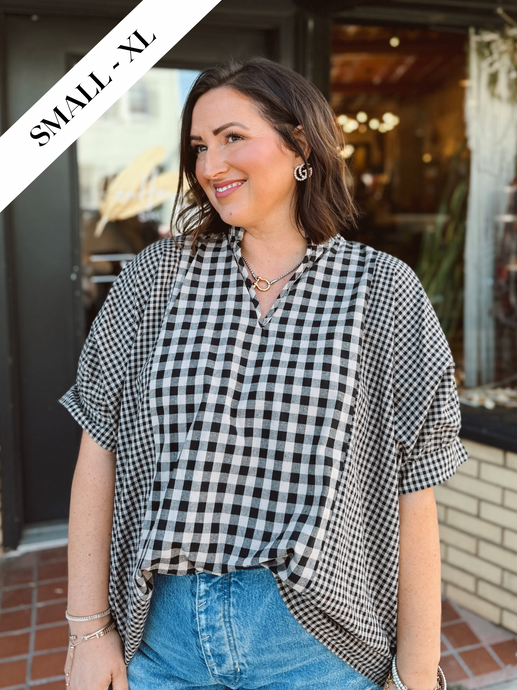 Girls Day Out Gingham Dolman Top | Black