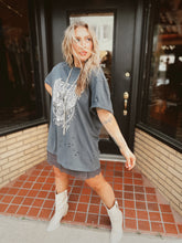 Load image into Gallery viewer, She’s on world tour oversized graphic tee in slate