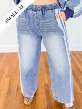 Load image into Gallery viewer, Lauren Denim &amp; Lace Trim Pant