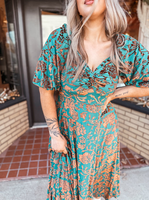 Anna Velvet Burnout Maxi | Emerald