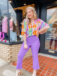 YMI Hyperstretch Cropped Flares in Purple