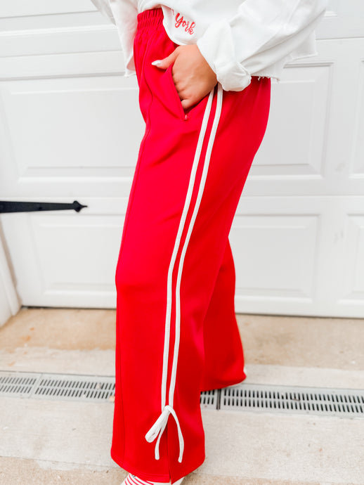 Bows and Babes Track Pants | Red