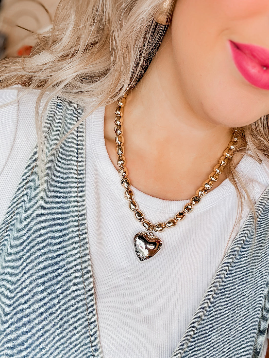 Bebe Heart Charm Necklace