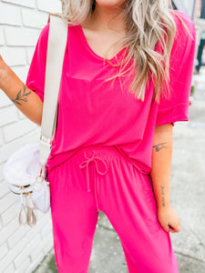 Jill Set | Dolman Sleeve | Fuschia