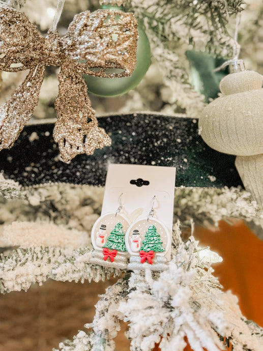 Clay Snow-globe Snowman Earring