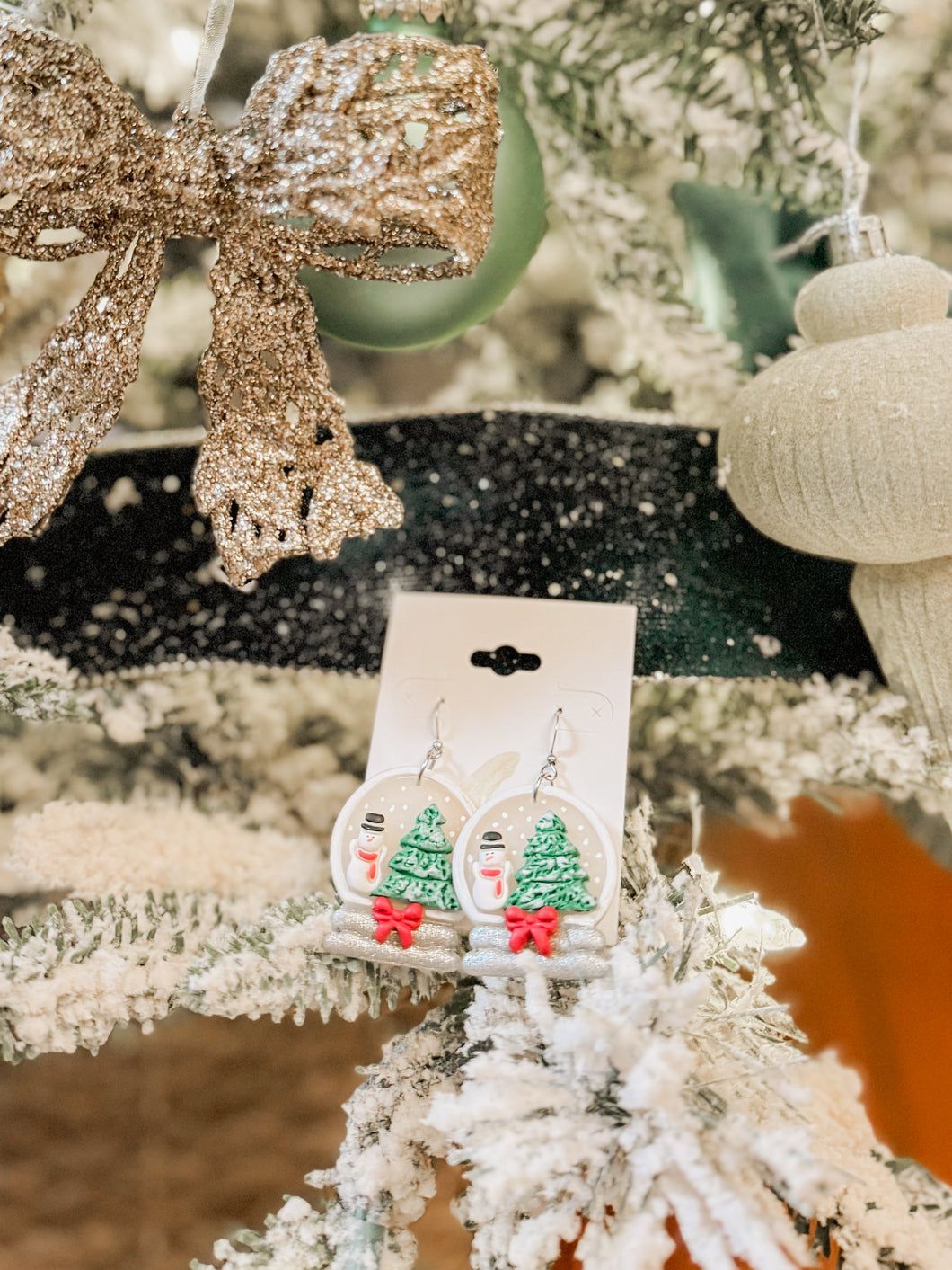 Clay Snow-globe Snowman Earring