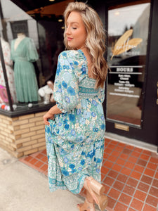 Blue bird Floral Midi